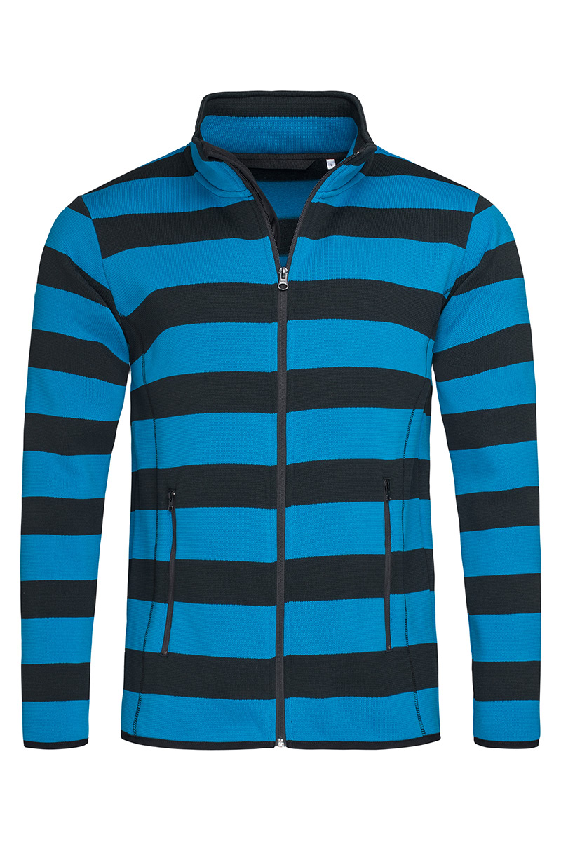 ST5090_BBL Striped Fleece Jacket Brilliant Blue