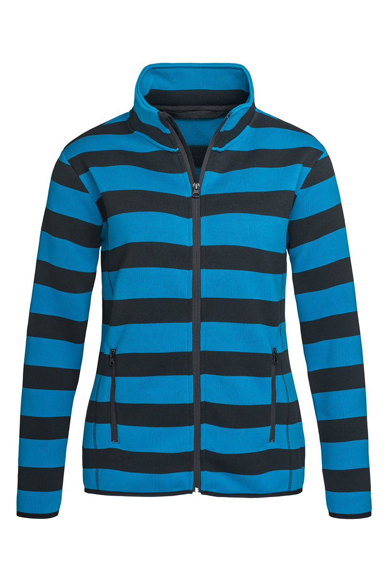 ST5190_BBL Striped Fleece Jacket Brilliant Blue