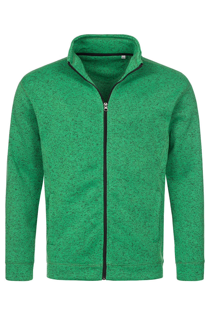 ST5850_GRM Knit Fleece Jacket Green Melange
