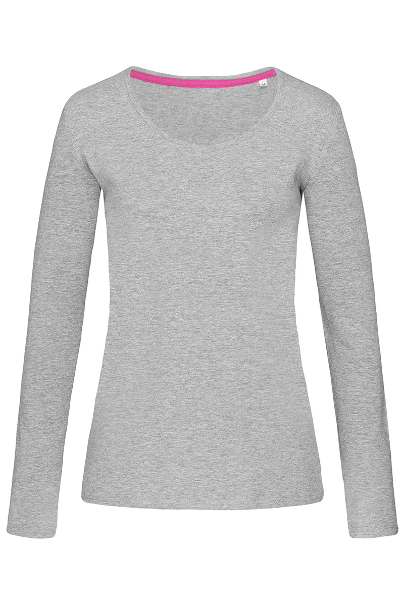 ST9720_GYH Claire V-neck Long Sleeve Grey Heather