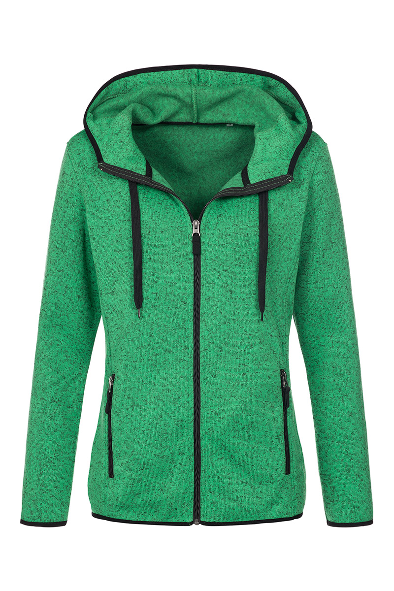 ST5950_GRM Knit Fleece Jacket Green Melange