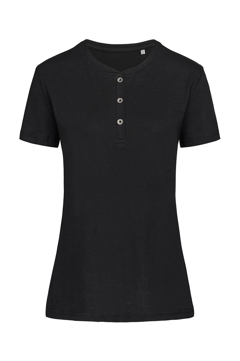 ST9530_BLO Sharon Henley T-shirt Black Opal